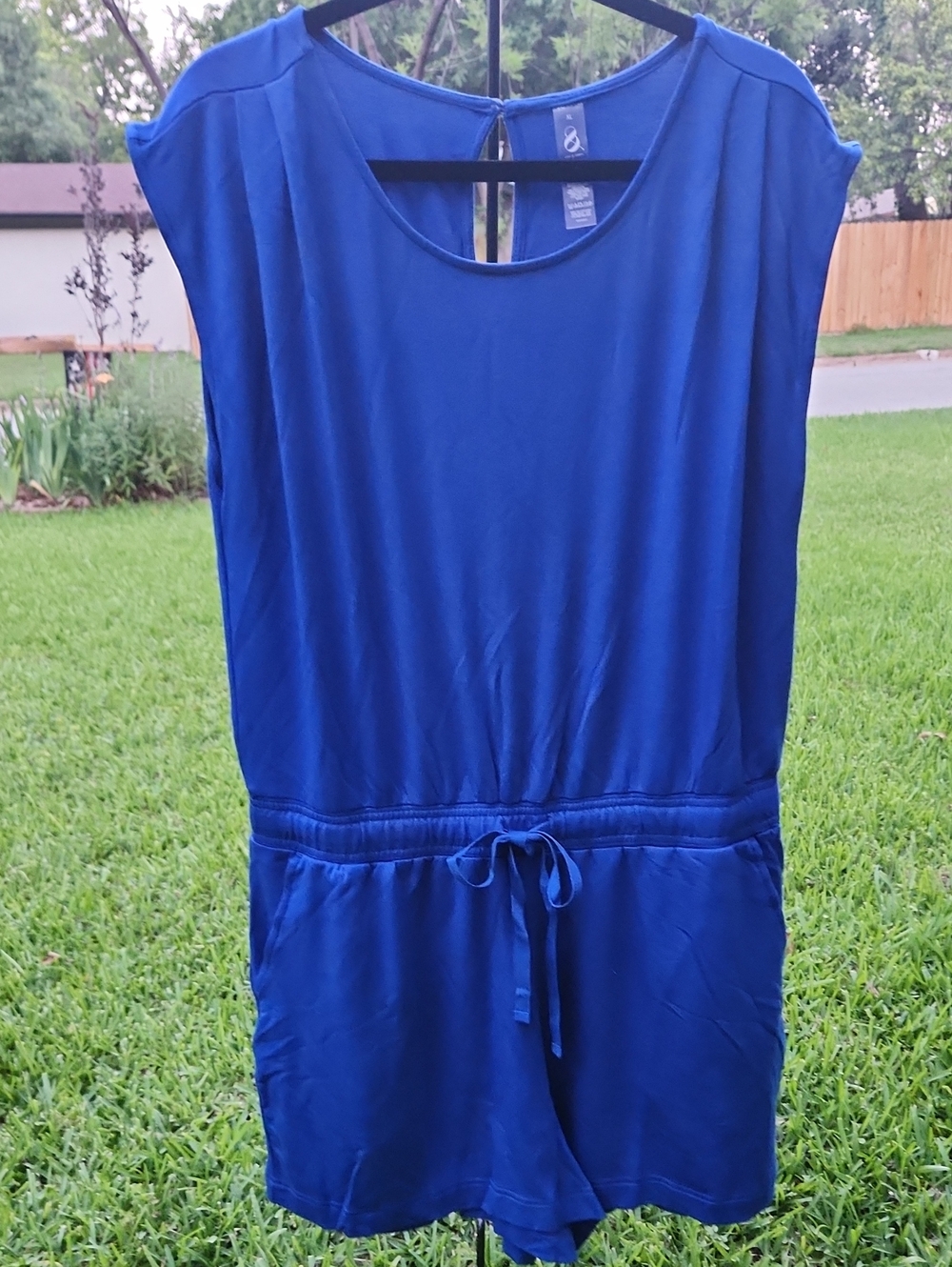 Royal Blue Sleeveless Drawstring Romper